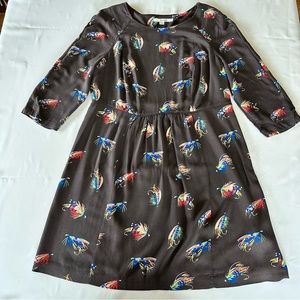Quirky Boden tunic dress with fishing fly pattern! US 12 R